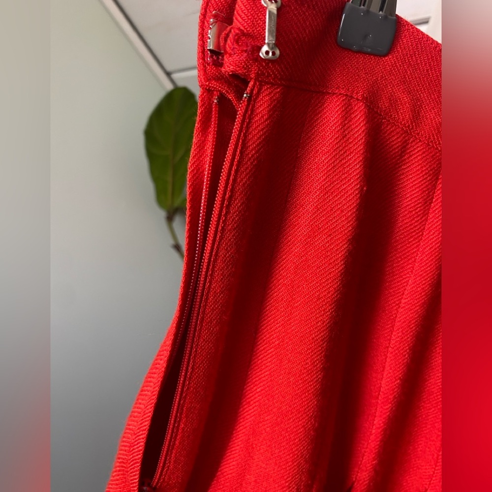 Vintage Christian Dior Separates Pleated Red Wool Blend Skirt Size 12 - Picture 11 of 15
